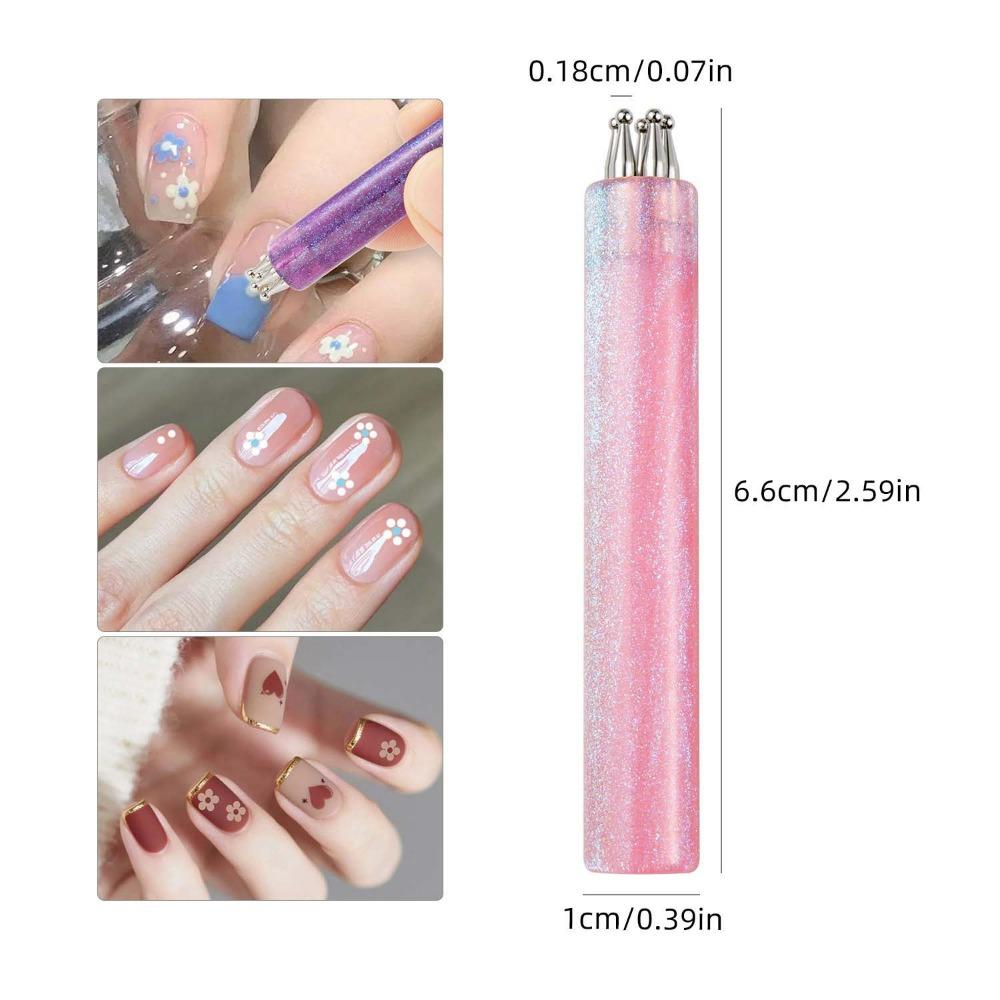 5 Petal Flower Nail Dotting Pen One Stroke Flower Design Tool Acrylic Handle Dotting Tool for DIY Nail Art Easy Nail Painting