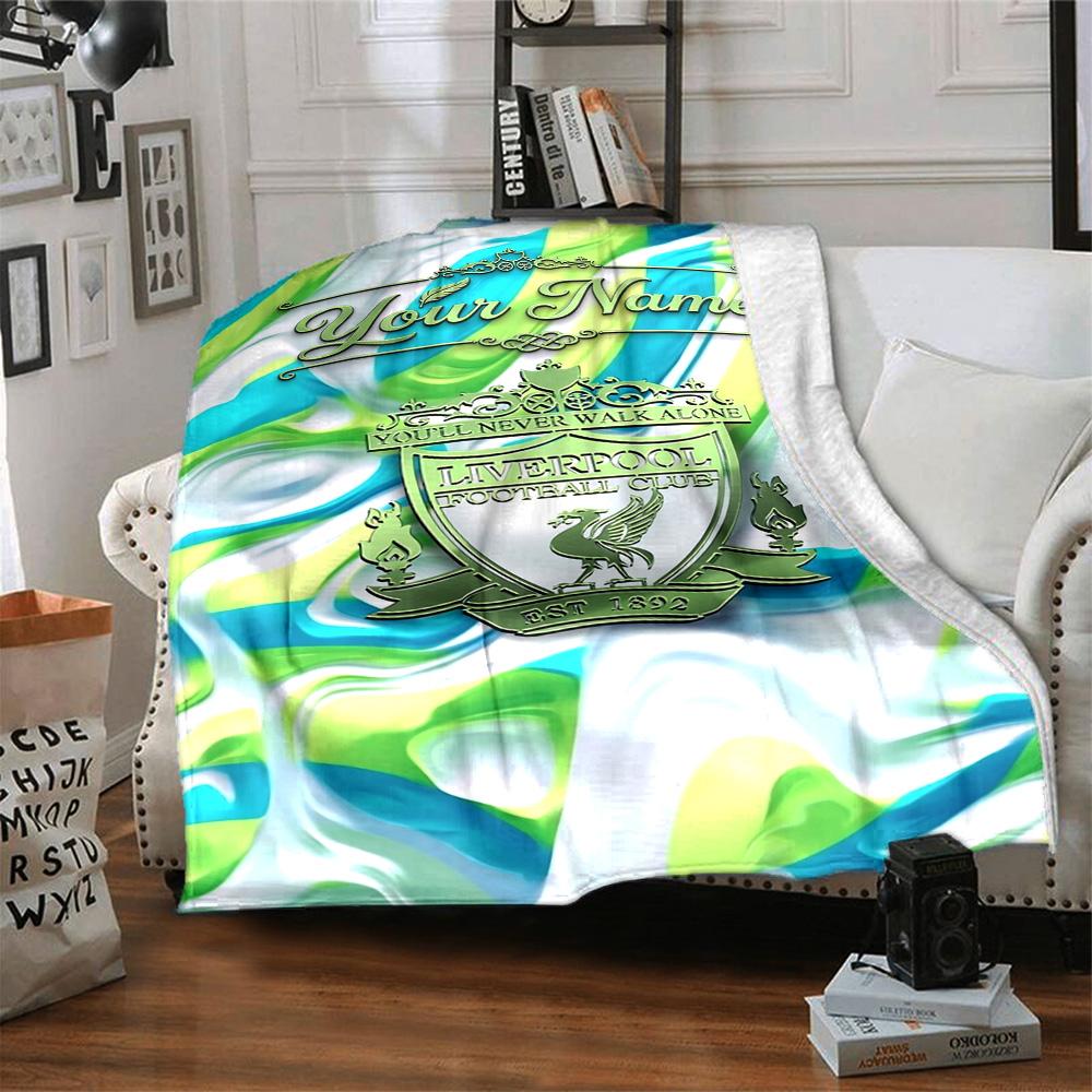 Liverpool Customize Text Blanket Throw Customizable Blanket Ultra-Soft Perfect for Livingroom Picnics Office Chair Chair Four Seasons Multipurpose