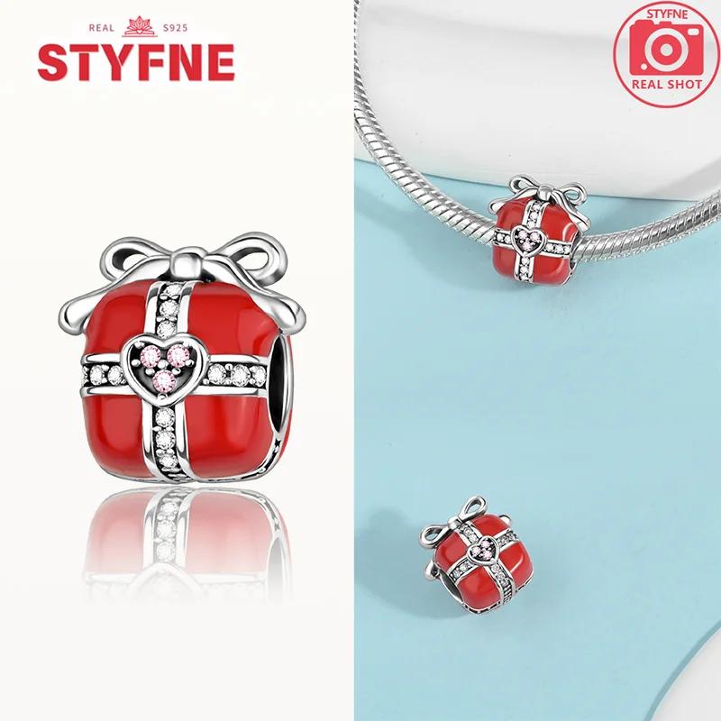 Coppergift Box Charm Luminous Beads Fits Brand Bracelet Diy Merry Christmas Fine Jewelry Pendant For Women Gift