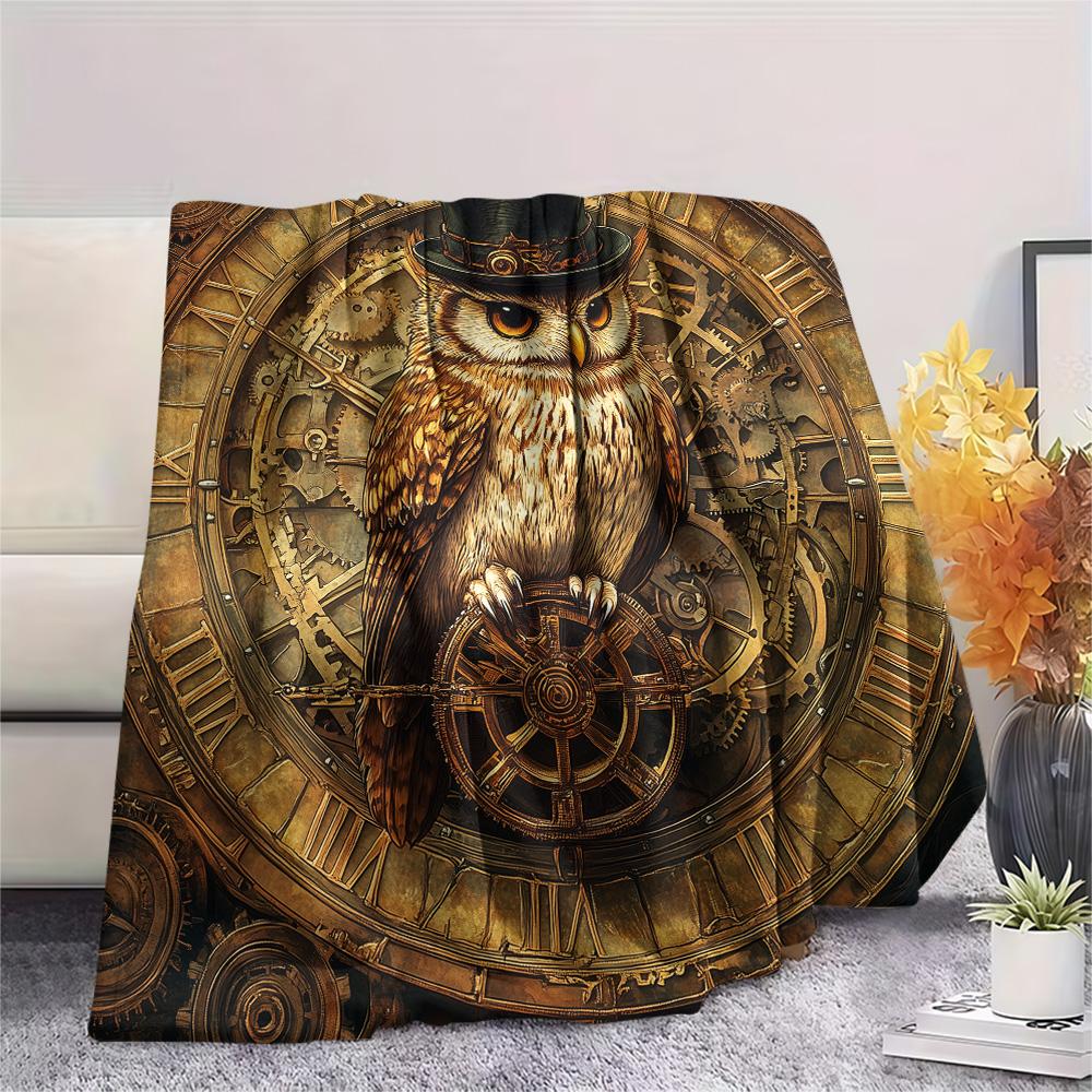 Owls Print Flannel Blanket, High quality Comfortable for All Seasons, Home Decor, Warmth and Comfort