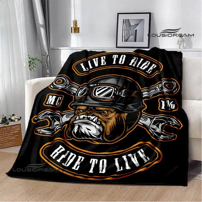 Motorcycle Retro Printing Blanket Flange Warm Soft and Comfortable Picnic Blanket Bed Linings Birthday Gift