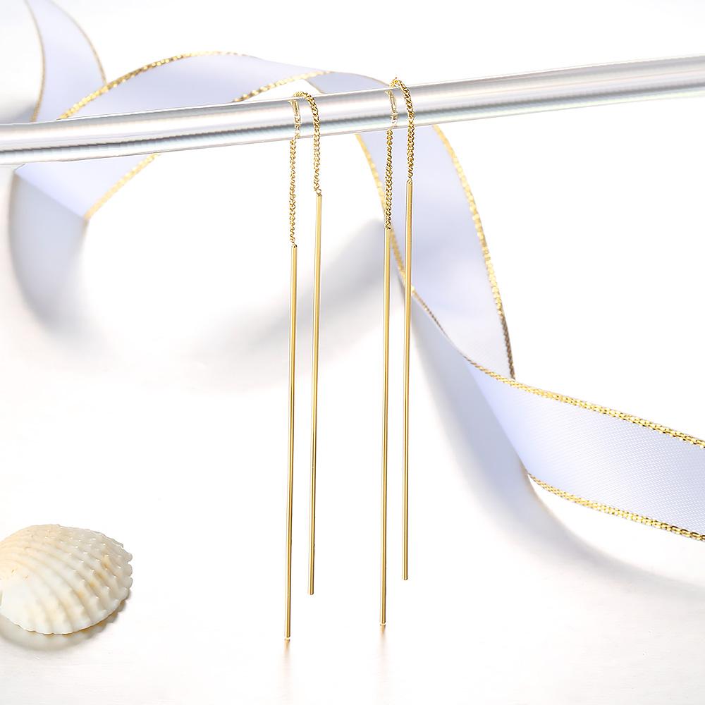 

ZHOUYANG Ear Line For Women Simple Style Long Straight Needle Rose Gold Color & Silver Color Jewelry Fashion Jewelry E789 E790