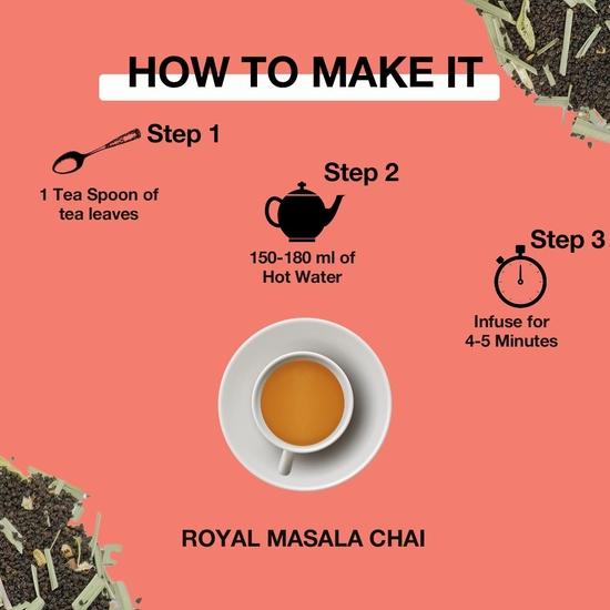 TEA SENSE Royal Masala Chai | 800 G | Strong & Kadak | Assam CTC, Ginger, Cardamom, Clove, Cinnamon, Black Pepper, Star Anise | Chaipatti