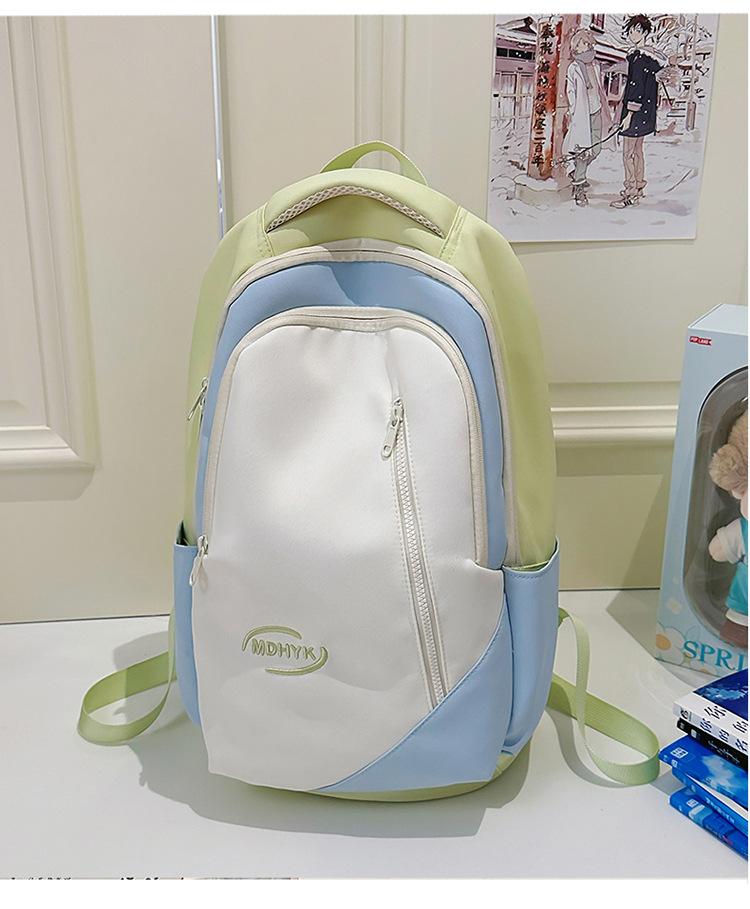School bag Korean version fashionable versatile backpack new large-capacity literary college style school bag contrasting color casual simple backpack
