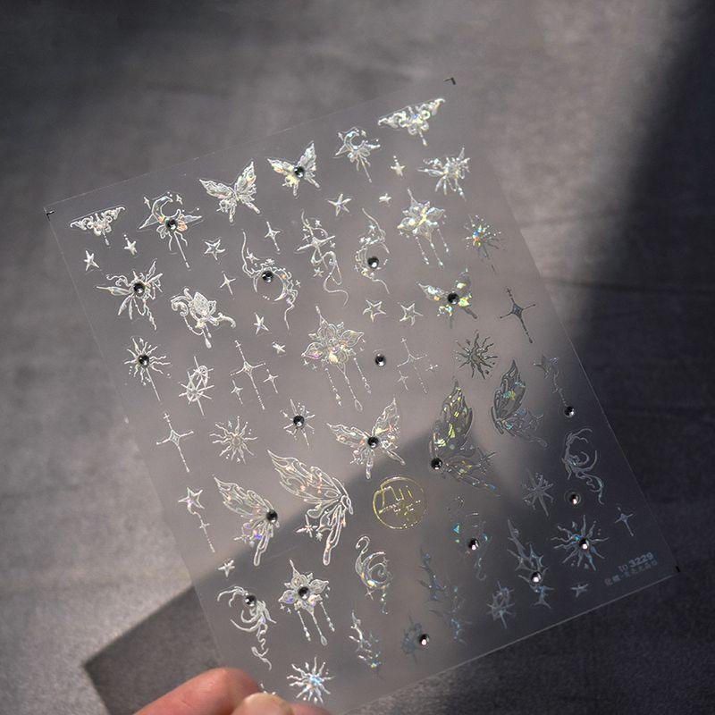 

2024 New Butterfly Nail Sticker Japanese-Style Retro Nail Sticker 5D Three-Dimensional Shell Actinic Butterfly Diamond Nail Decals to3229-Crystal Diamond (Butterfly)