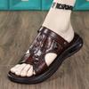 Slippers men's 2025 summer new open-toed leather slippers men's casual fashion wading beach cool slippers tide