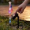 8 Pack Solar American Flag Stake Lights With 8 Modes - Patriotic Red Blue LED Outdoor Yard Garden Decorations For 4th