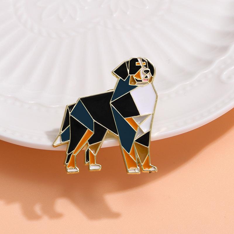 Geometric Line Sheepdog Brooch Cute Dog Animal Anti Exposure Adjustable Waist Pin Badge for Clothes Backpack Decoration Accessory
