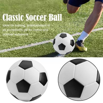 21cm Classic Soccer Ball Soft PVC Leather NO.5 Black Size Ball Football White Standard Training Soccer V1P1