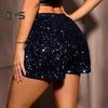 Pantaloni scurți pentru femei, cu talie înaltă, cu paiete, cu talie elastică, slim Fit, drepte, mini pantaloni scurți pentru petrecere în club Pantaloni scurti de vară casual
