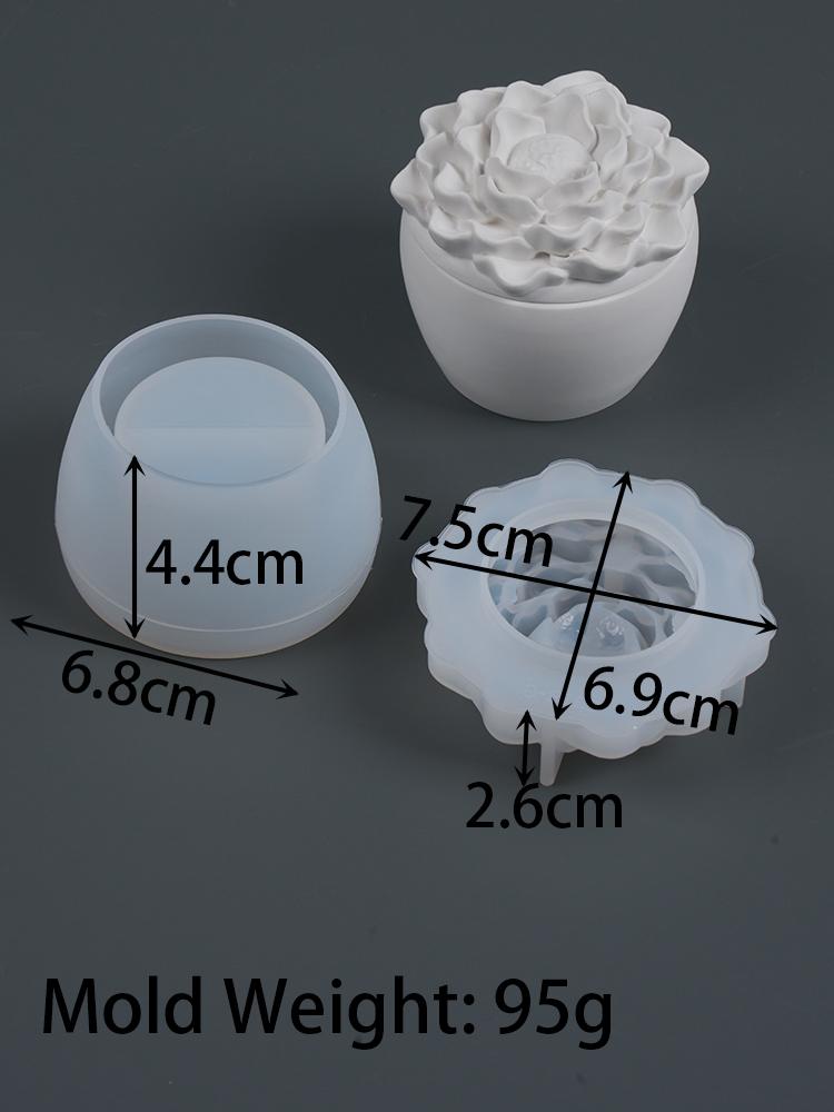 

Flower Candle Jar Silicone Mold DIY Peony Camellia Gypsum Casting Molds Storage Box Flowerpot Craft Gift Resin Making Home Decor