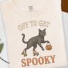 Vintage-Style Black Cat Halloween Comfort Colors T-Shirt, Off To Get Spooky Roller Skating Tee