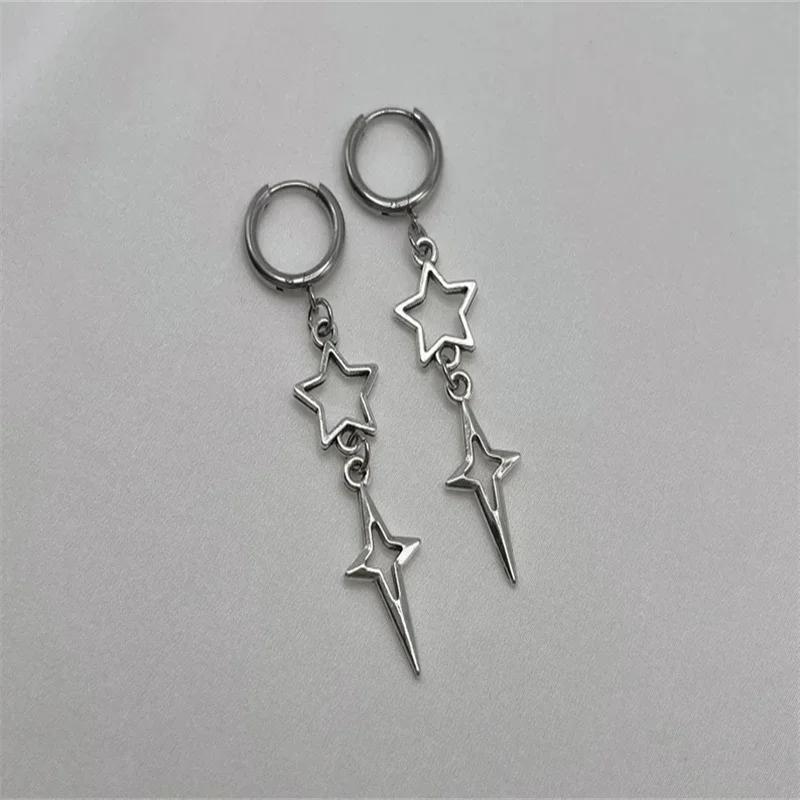 Classic Star Earrings | Grunge Jewelry Hypoallergenic Y2k Goth Edgy Alt Fairy Punk Aesthetic Dangly Chunky Coquette Minimalist