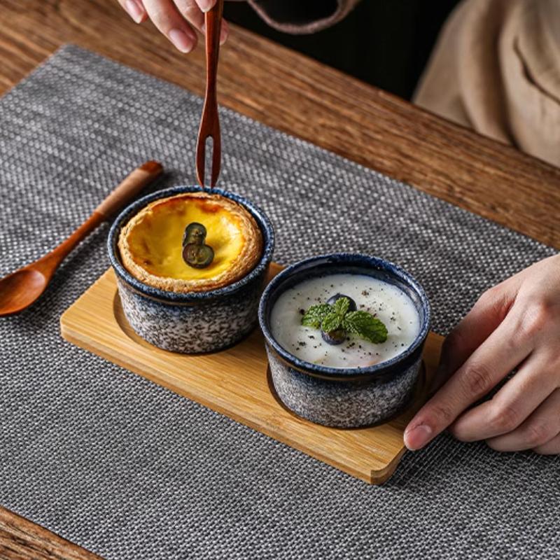 Japanische Keramik Puddingbecher Kleine Schalen Backen Dessert Snackteller Frühstück Gedämpfte Eierschale Retro Geschirr