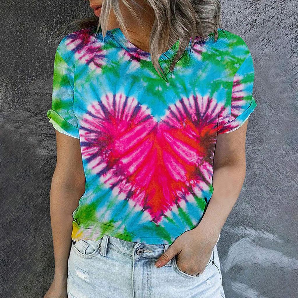 2023 Grenzüberschreitendes Sommer Herren Rundhals Kurzarm T-Shirt Liebe Damen 3D T-Shirt Digitaldruck Kurzarm Top