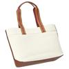Coach Letter Logo Canvas and Leather Tote Bag Shopping Bag Shoulder Handbag Large Women's White
