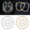 Alloy Diamond Necklace Earrings Bracelet Bride Three-Piece Set