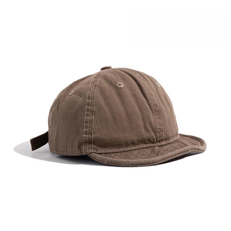 

New Unisex Retro Washed Short Brim Baseball Cap, Adjustable Snapback Hip Hop Sunscreen Design, For Men Women Outdoor Daily Wear коричневый