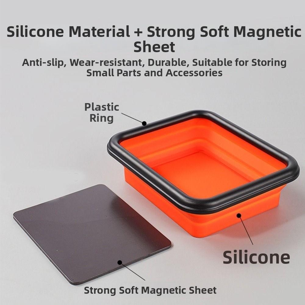 3Pcs Strong Magnet Collapsible Parts Tray Collapsible Silicone Tray Set Carpenter Tool