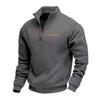 Winter Fleece-Lined Oversized Outdoor Men's Warm Stand-Up Collar Contrast-Striped Sports Sweatshirt