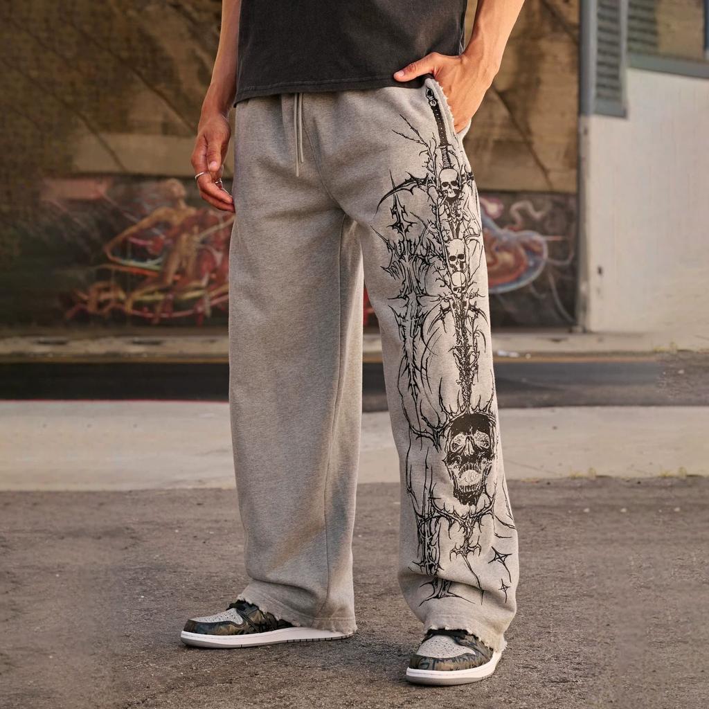 Nouveau Pantalon Décontracté en Coton pour Homme, Coupe Ample, pour l'Extérieur, la Course à Pied et l'Entraînement, avec Grand Imprimé