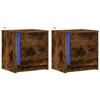 VidaXL Bedside Cabinets and LED Lights 2 Pcs Smoked Oak, Side Table, Bedside Cabinet, Side Table for the 852056