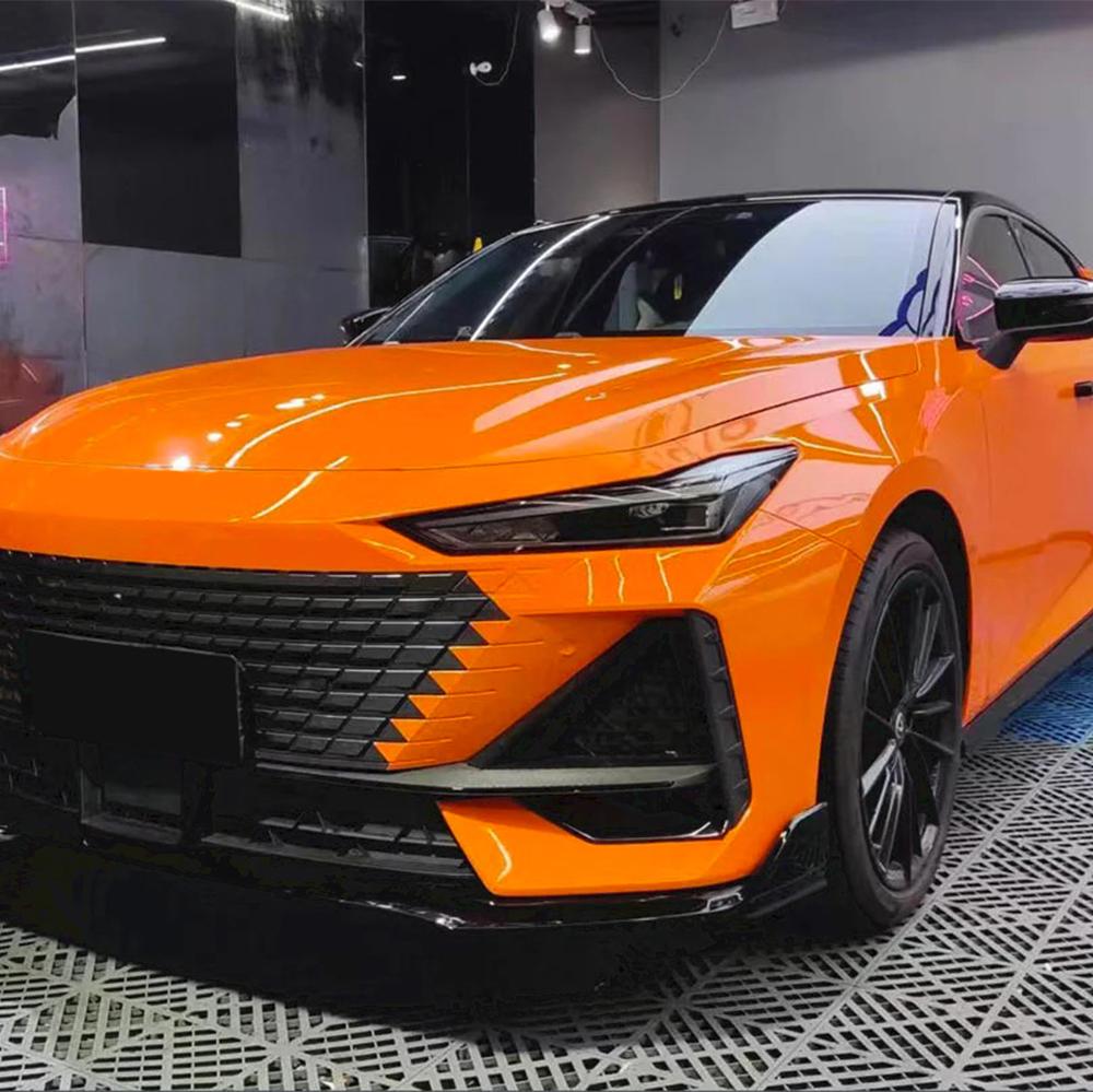 

Car Wrapping Film Glossy Orange PET Car Sticker Vinyl Film Auto Decal Bubble Free Car Accessories Exterior Interior Decoration 10x152cm