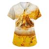 Women's V Neck Short Sleeve Work Shirt with Pockets Oktoberfest Beer Print Medical Scrub Top for Healthcare Professionals