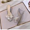 1098 Serie 8 cm Absatz Sandalen Kristall Transparent High Heels Strass Keil Flache Damenschuhe LFD