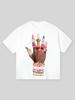 Summer Finger Graffiti Diamond Ring Printed T-Shirt Hip Hop Fashion Personality Tees Casual  Streetwear Round Neck Top Unisex