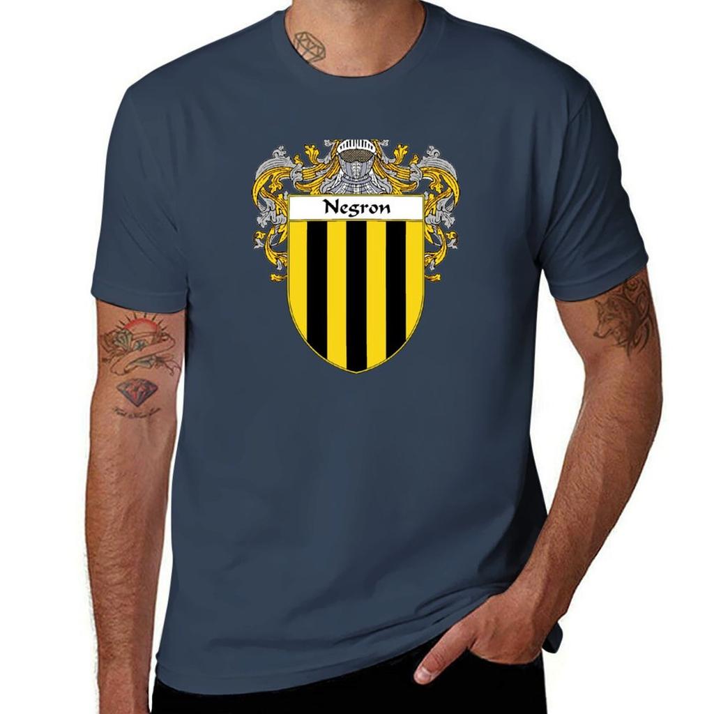Negron Coat of ArmsFamily Crest TShirt Fashion Print Casual Short Sleeve