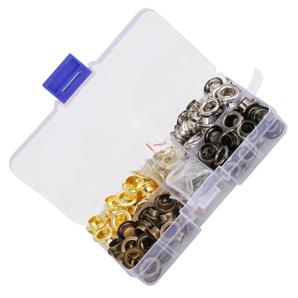 140sets Box 8mm Brass Eyelet Grommet Set Craft Clothes Accessories