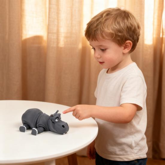3D Printed Simulation Hippopotamus Figurine Movable Joints Hippo Statue River Horse Sculpture Educational Toy Animal Model Decoration Ornament