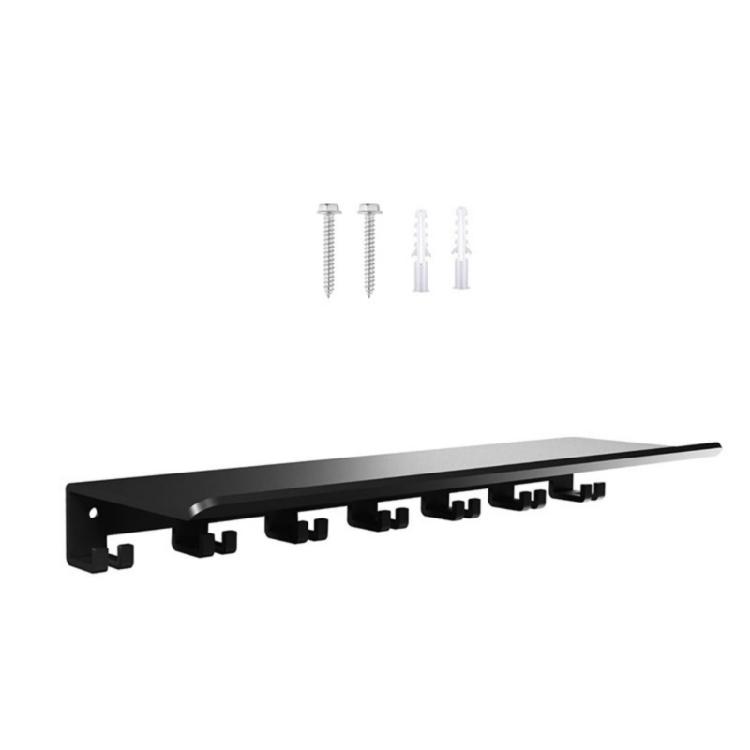 Space Saving Floating Shelf With 7 Hooks For Fitness Accessories Weatherproof Metal Designs Storage Solution