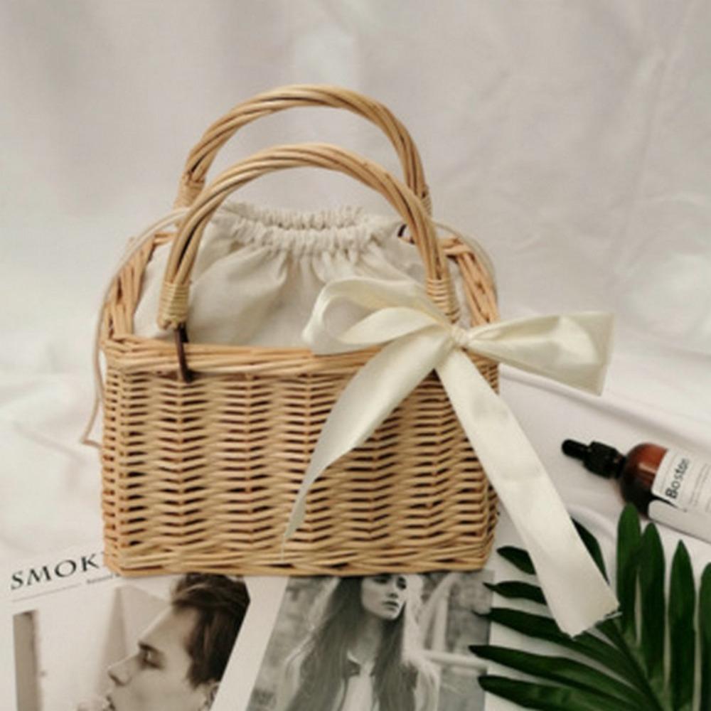 Picnic Woven Flower Basket Rattan Wicker Flower Basket  Home Organizer Supplies