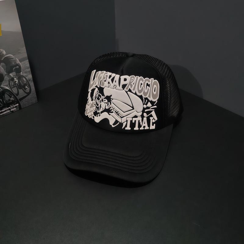 Spring and Summer European and American Personalized Printed Alphabet Baseball Caps Men's and Women's Sunshade Mesh Color Matching Outdoor Piano Hats