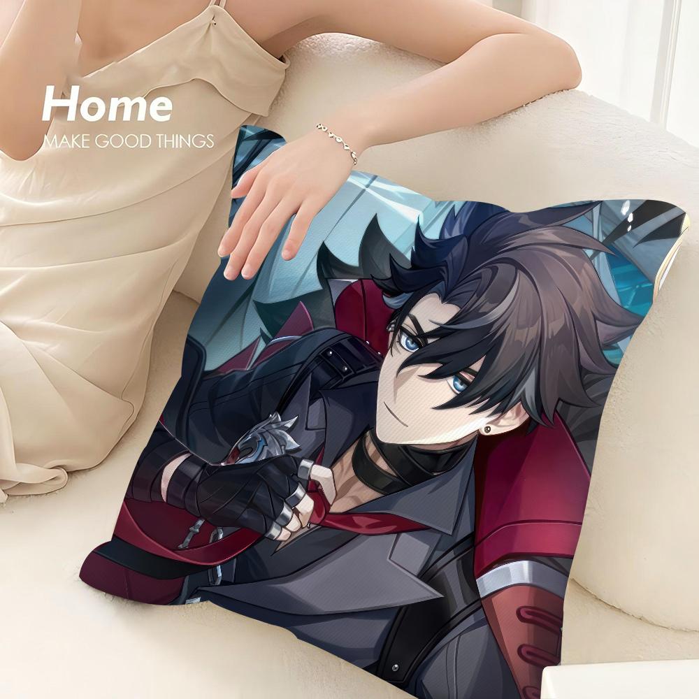 Genshin Impact Wriothesley Pillow Case Sofa Decorative Home Double-Sided Print Plush Square Throw Pillow Covers Cushion Decor