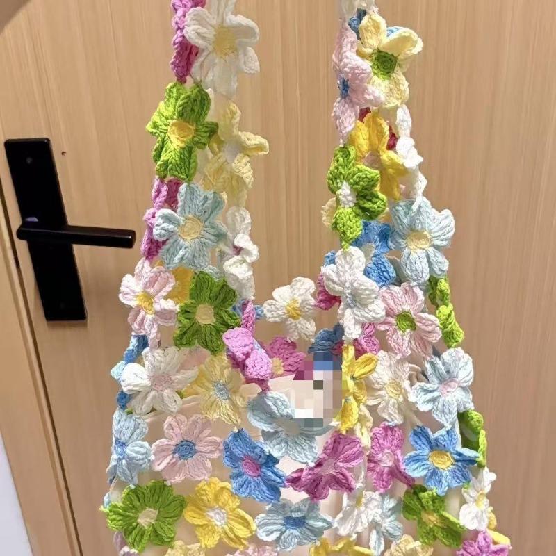 Spring flower bag wool hand-woven material bag crochet crochet DIY gift to pass the time bustling bag