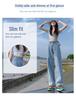 High-Waist Adjustable Straight Leg Jeans - Women's Korean Style Loose Slimming Wide-Leg Floor-Length Dad Jeans