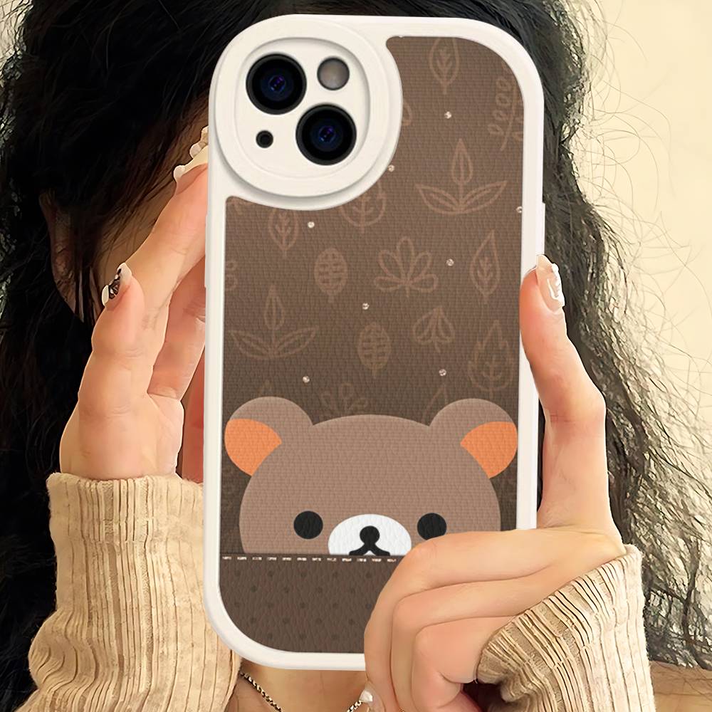 

Rilakkuma Anime Cute Cartoon Phone Case For IPhone 16 15 14 13 12 11 Pro Max Plus 16E Soft Leather Cover iPhone 15 pro