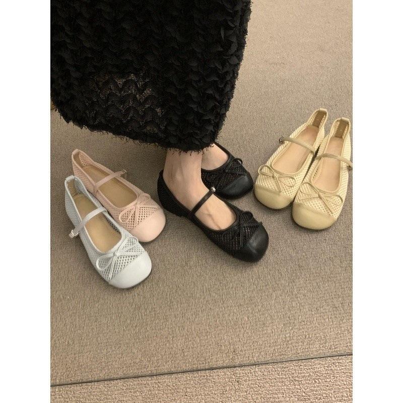 French Flat Mary Jane Single Shoes Women's Shoes 2025 New Summer Temperament Evening Breeze Breathable Bow Sandals