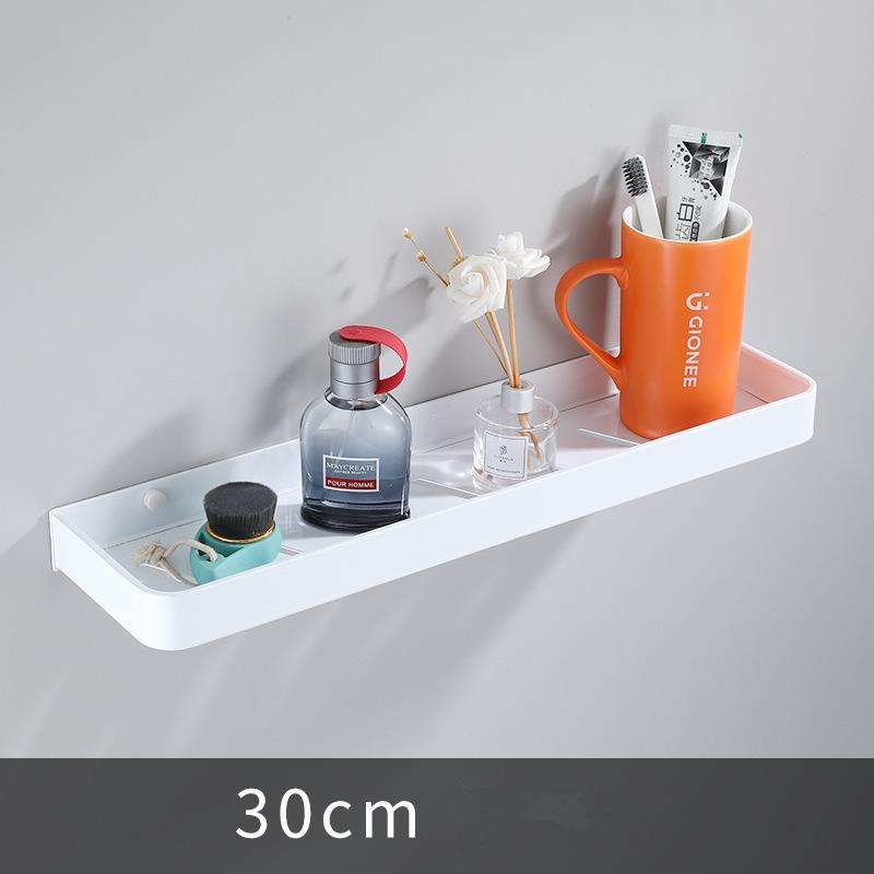 Étagère de salle de bain Étagère de douche avec barre porte-serviettes Blanc Étagère d'angle 30-50CM Fixation murale Aluminium noir Porte-rangement de cuisine