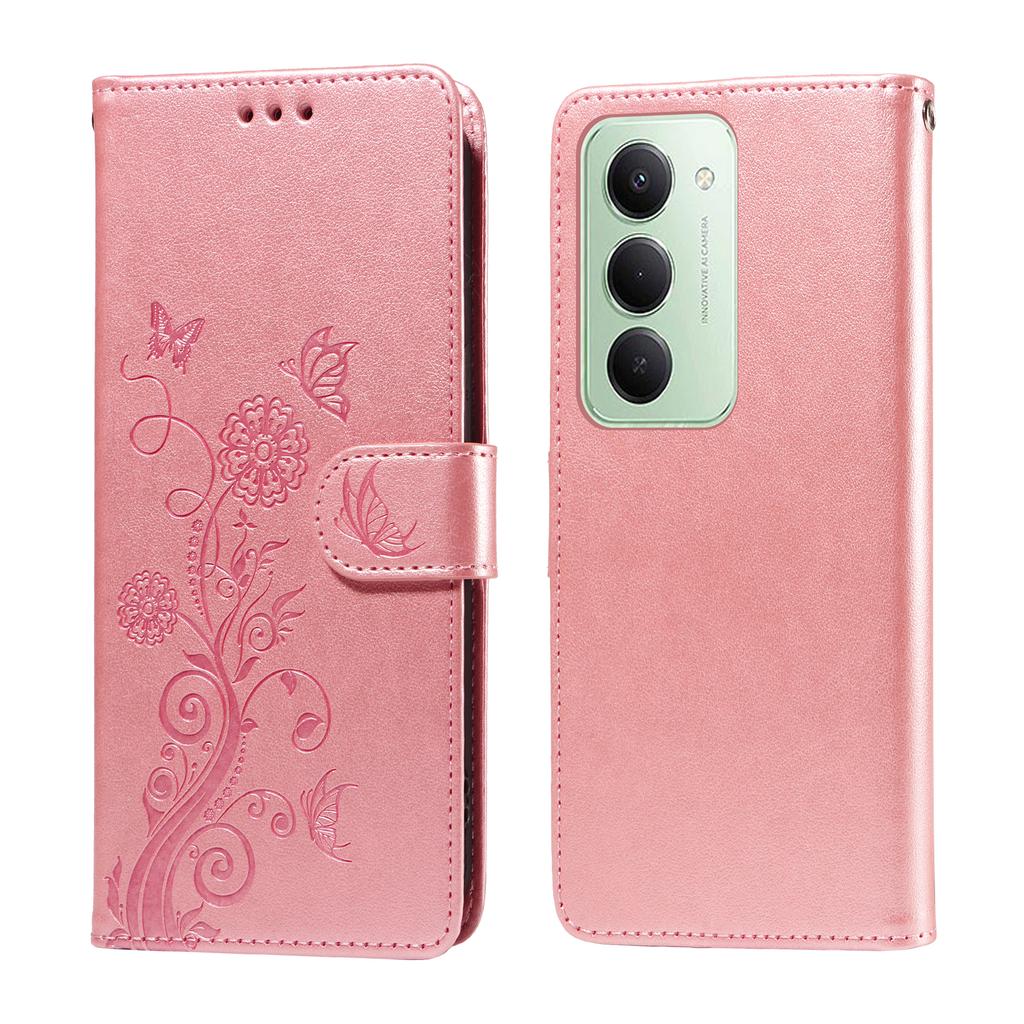 For Xiaomi Redmi 15 5G Leather Case Butterfly Floral Imprint Wallet Stand Cover