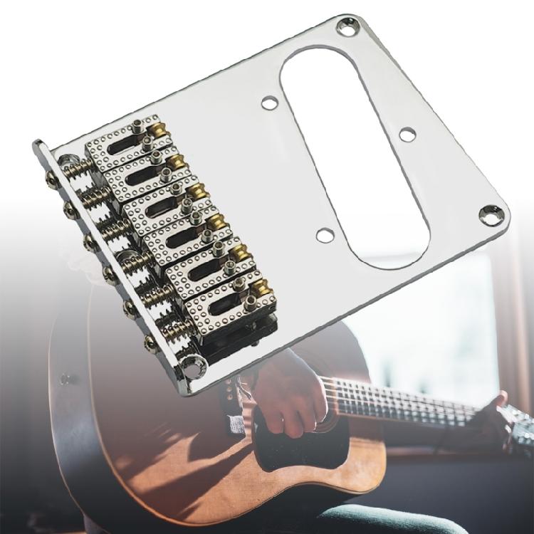 6 Rollensättel Elektrischer Bass Feste Brücke 6 Saiten Professionelles Basszubehör Feste Brücke Bassgitarrenteil für Gitarre