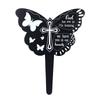 Memorial Stake White Text On Black Smoothing Elegant Sturdy Metal Cemetery Grave Plaque Stake for Decoration Garden