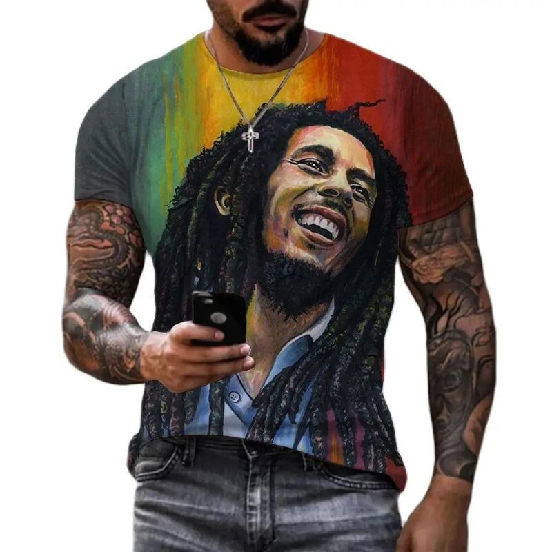 Men's 3D Rock Hip Hop Rap T-shirt Fashion Trend Street Casual Round Neck Short Sleeve Top