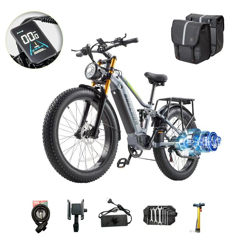 BURCHDA Bicicletta Elettrica RX80 1500W 48V 20Ah Full Suspension Gomme Grasse Fuoristrada Mountain Ebike 100KM