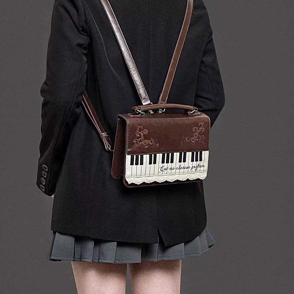 New Vintage Piano Shoulder Bag Womens Brown Crossbody Bag Y2k Girls Transparent Ita Bag Personalized Backpack Aesthetic Handbags