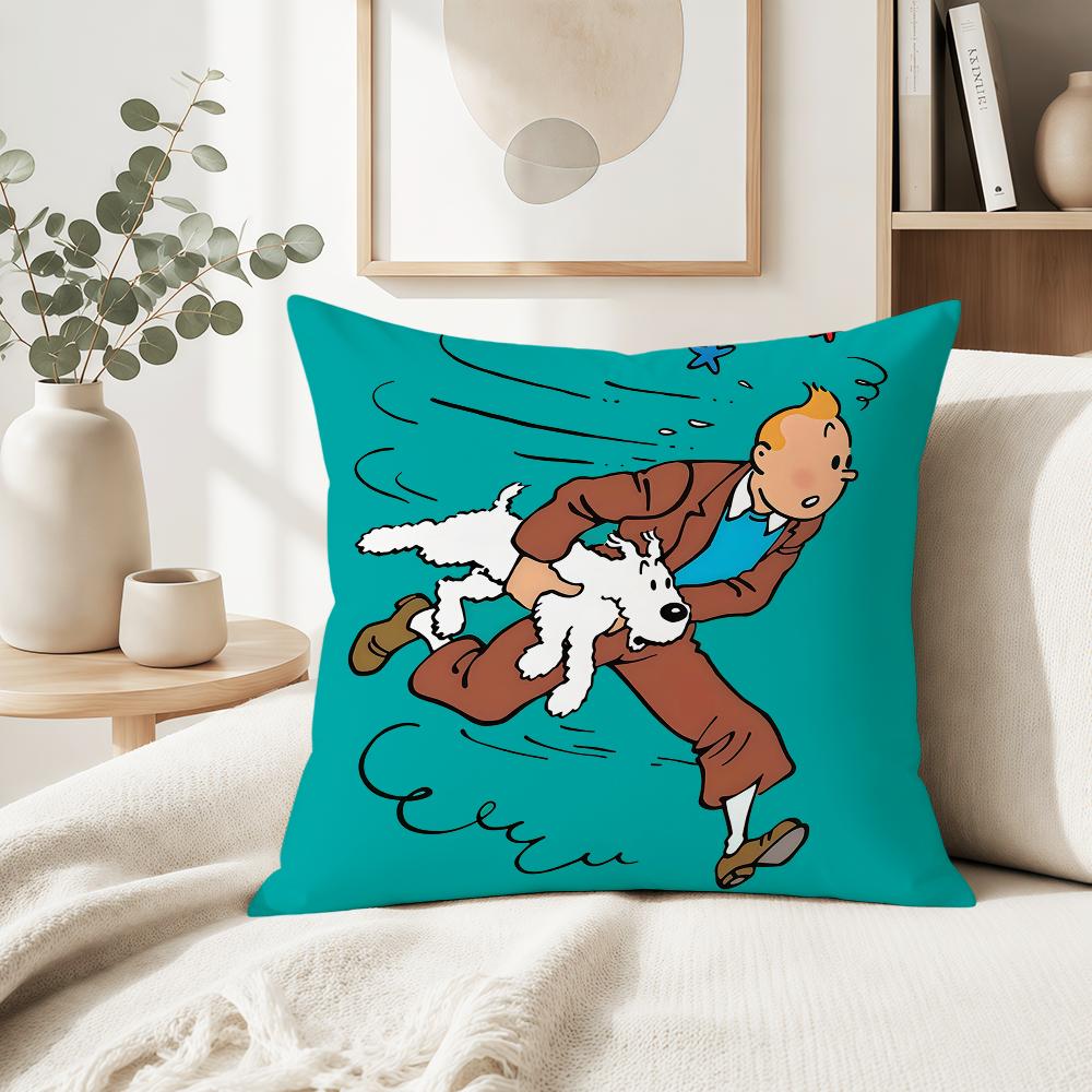 art dog comic soft pillowcase cute t-t-T-Tin-tinES-S-S fun Sofa Home S-S-SnowyS Living Room Decor bed hogar pillowcover gift