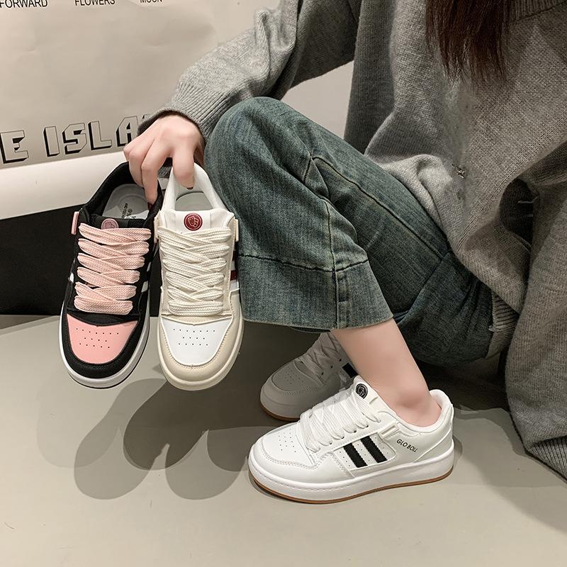 Board shoes casual board shoes Korean version ins flat heel women's shoes youth sports shoes spring versatile student lace-up white shoes